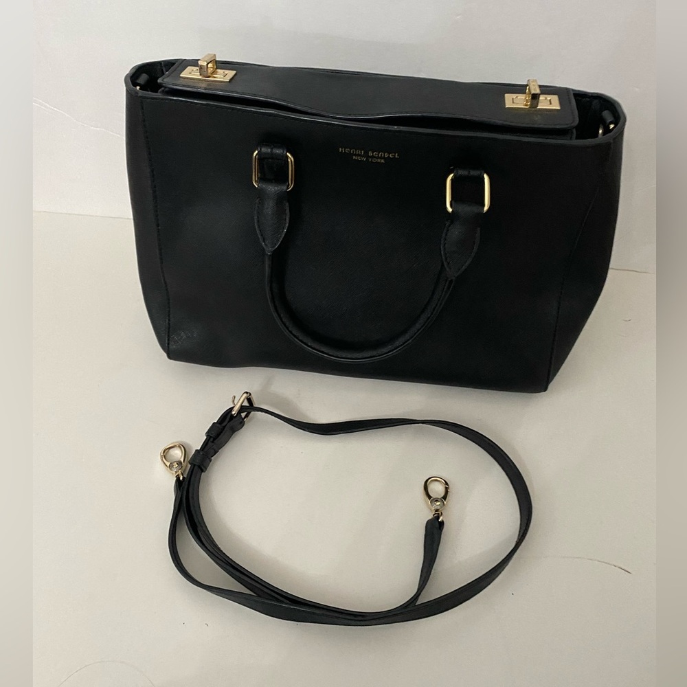 HENRI BENDEL Black Saffiano Leather Turnlock Bag - Picture 14 of 16
